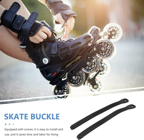 Vista 2 de BESPORTBLE Hebilla universal para patines en línea: 2 piezas de repuesto zapatos de patinaje correa de energía con tornillos Tuercas Kit