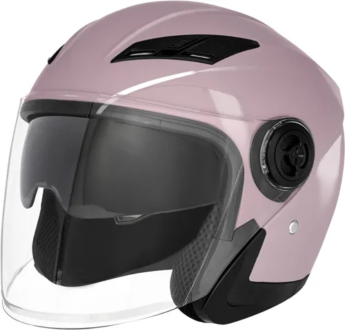 Vista 8 de SanQing Casco de motocicleta de cara abierta 3/4 aprobado por DOT con doble visera solar unisex para adultos para scooter, crucero, chopper