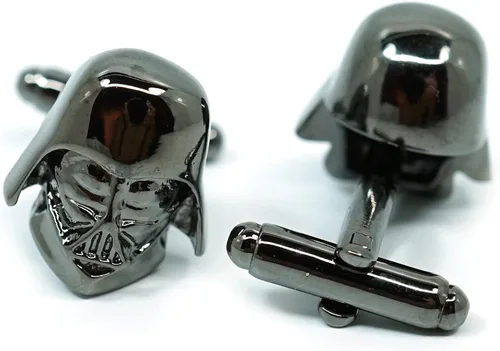 Vista 2 de Teri's Boutique Gemelos de Star Wars Darth Vader Head Gris Oscuro Gunmetal Gemelos con Caja para Hombre