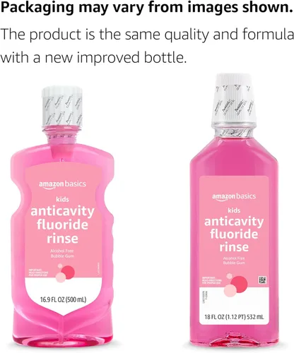 Vista 3 de Amazon Basics - Enjuague bucal para niños con flúor, anticaries, sin alcohol, sabor a goma de mascar, 18 fl oz (paquete de 1)