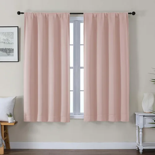 Vista 29 de Gwine Cortinas opacas para dormitorio, 54 pulgadas de largo, paneles de cortina de ventana con aislamiento térmico y reducción de ruido, cortinas