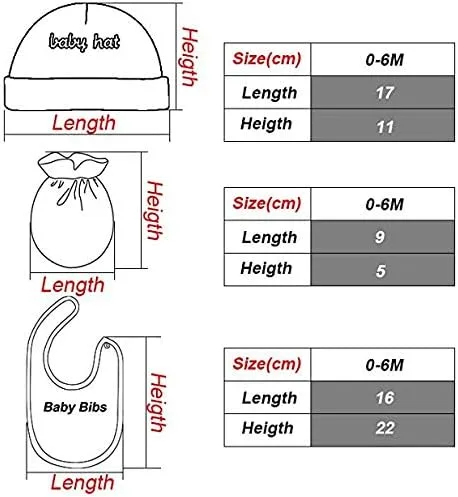Vista 4 de Kiddiezoom Newborn Baby Cap and Mitten Bundle Baby Hats and Mittens Baby Gloves Sets
