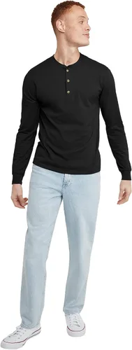 Vista 5 de Hanes Originals Henley de algodón de manga larga para hombre