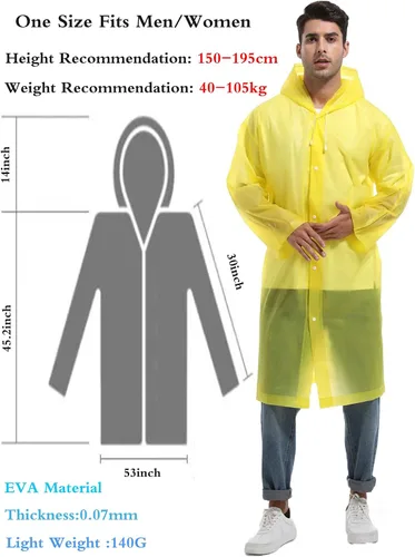 Vista 91 de 2 abrigos de lluvia de Borogo para adultos, chaquetas de lluvia reutilizables para hombres y mujeres