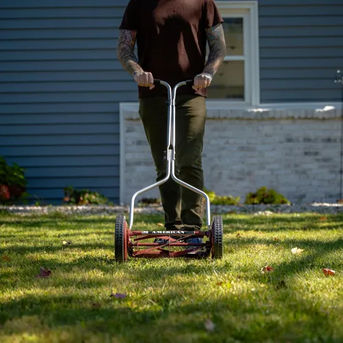 Vista 44 de American Lawn Mower Company 1204-14 Cortacésped de carrete de empuje de 4 hojas de 14 pulgadas, color rojo