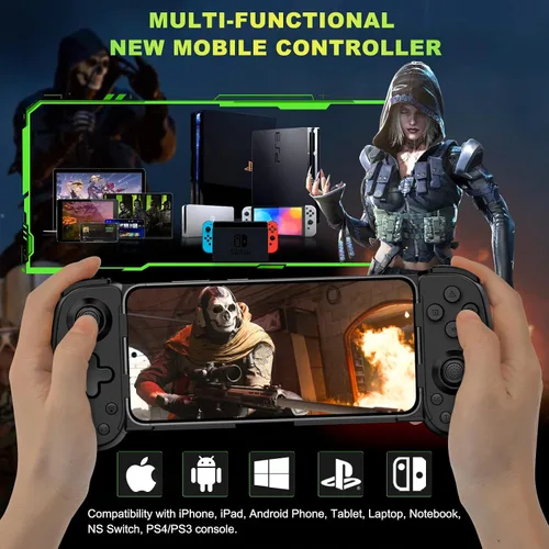 Vista 2 de Phone Game Controller for iPhoneAndroidPCSwitch, Play COD, Genshin, Diablo, Support Streaming on PS4PS3XboxPC Console, Cloud Gaming Wireless Gamepad