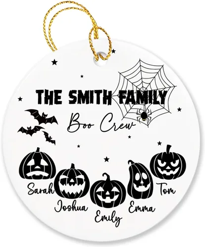 Vista 10 de Adorno personalizado para el primer Halloween en nuestro nuevo hogar 2025, adorno de Halloween personalizado para el hogar con dirección y nombres