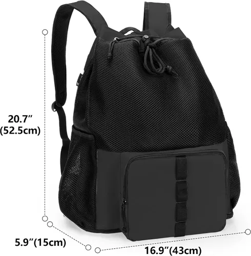 Vista 6 de Fasrom Mochila de playa de malla con cremallera inferior, mochila deportiva para gimnasio, natación, playa, piscina y viajes (diseño patente), Negro