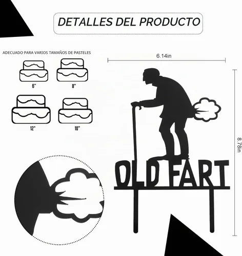 Vista 2 de Decoración de pastel de cumpleaños de anciano humor anciano anciano, humor anciana acrílico feliz cumpleaños pastel Topper, Humor anciano viejo