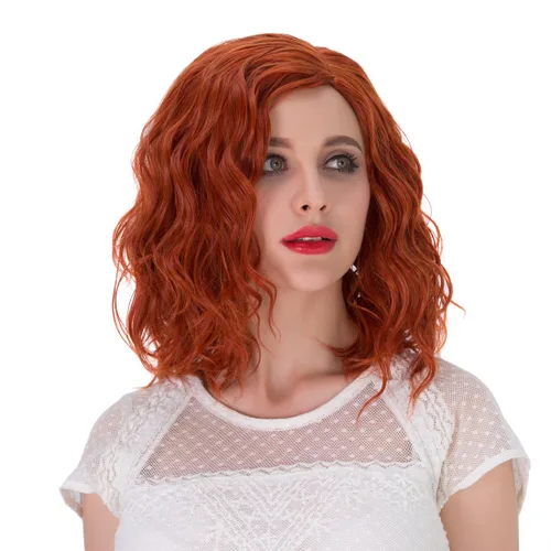 Vista 6 de Aicos Fashion - Peluca de pelo corto y rizado de 35 cm, resistente al calor, para uso diario o para carnaval, fiesta de disfraces, cosplay, peluca