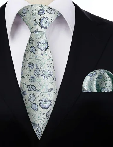 Vista 158 de Alizeal Mens 3.15inches Leaf Flower Pattern Tie with Floral Pocket Square Set