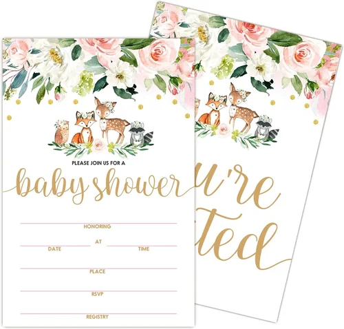 Vista 9 de Invitaciones de baby shower para niño, tarjetas de relleno de animales de la selva con sobres, de madera, juego de 25. green2