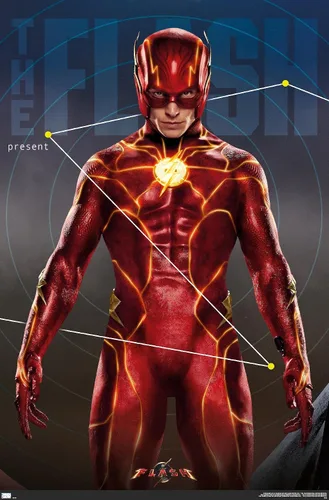 Vista 12 de Trends International DC Comics Movie The Flash - Póster de pared tríptico The Flash, 34 pulgadas de largo x 22.4 W, versión enmarcada en caoba