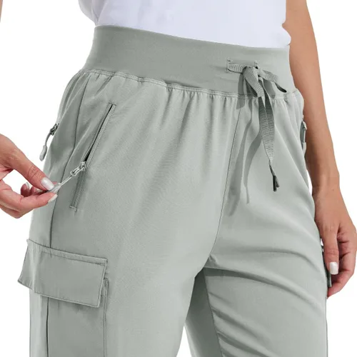Vista 4 de Willit Pantalones de senderismo tipo cargo para mujer, ligeros, atléticos, para exteriores, de secado rápido, resistentes al agua