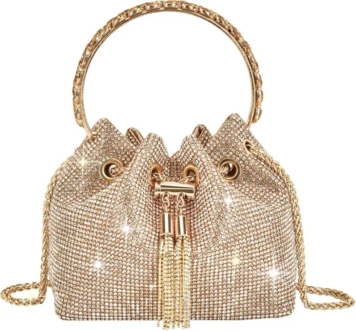 Vista 11 de TOPALL Bolso de Noche Mejorado con Diamantes de Imitación, Bolso de Mano Brillante con Diamantes de Imitación en Plata, Monederos de Diamantes