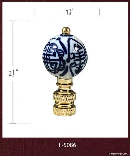 Vista 3 de Royal Designs, Inc. Decorativos Chinoiserie Azul y Blanco Terminales de Lámpara (Longevidad - 2 Pk)