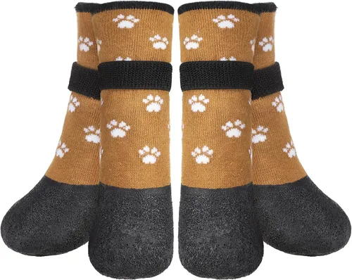Vista 25 de BEAUTYZOO Calcetines impermeables para perros para evitar que lamen las patas, calcetines navideños para perros para suelos de madera dura