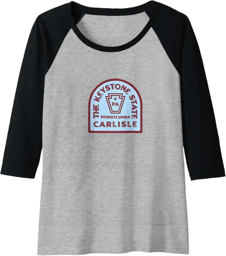 Vista 12 de Carlisle Pennsylvania Keystone State - Camiseta de béisbol raglán, Negro