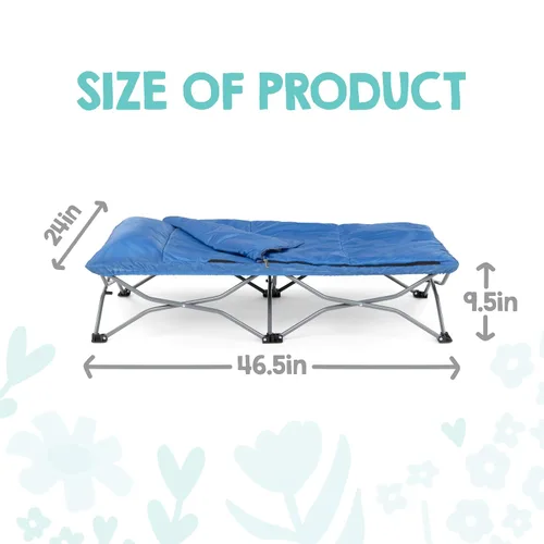 Vista 4 de Regalo My Cot Deluxe Cama portátil para niños pequeños, incluye saco de dormir, azul marino