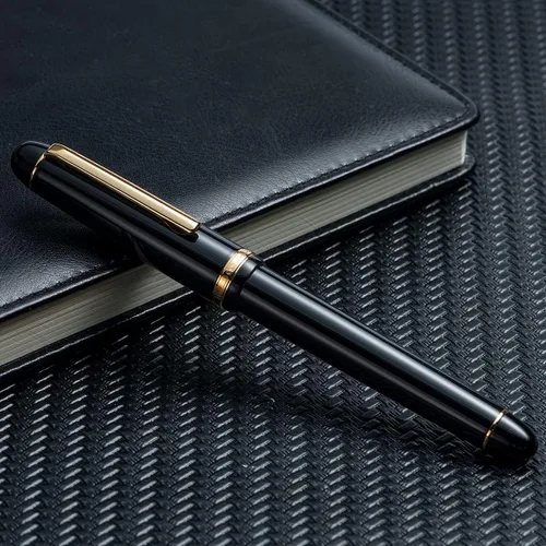 Vista 3 de Jinhao X350 - Pluma estilográfica mediana con convertidor, color negro con clip dorado
