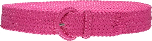 Vista 3 de Beltiscool Cinturón redondo trenzado metálico suave hecho a mano de 2 pulgadas de ancho Rosa fuerte
