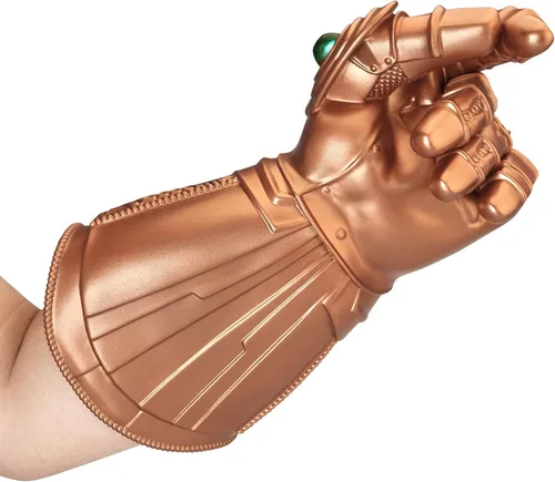 Vista 5 de ZealBoom Infinity War Thanos Guantelete para adulto guante con luz LED accesorios para disfraz de cosplay dorado 134 x 59in Metálico