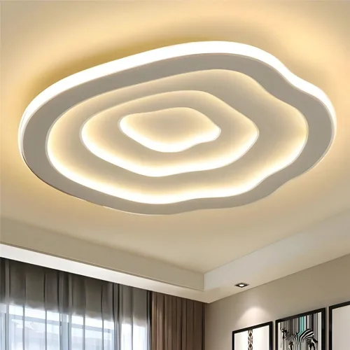 Vista 5 de Lámpara de techo acrílica ondulada Simplicity LED de montaje empotrado, lámpara de techo estilo simple Art Deco para sala de estar, comedor Luz