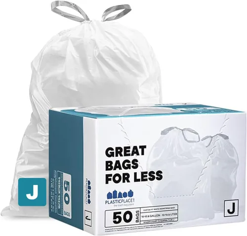 Vista 12 de Plasticplace Forro blanco con cordón de lavanda y vainilla suave, compatible con Code J (200 unidades) de 10-10.5 galones / 38-40 litros, 21 x 28