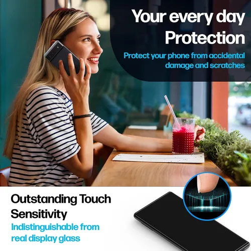Vista 4 de Power Theory Protector de pantalla para Google Pixel 6 PRO [2 unidades] [no de vidrio] compatible con fundas, cubierta completa, película flexible