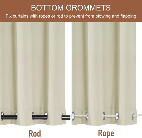 Vista 3 de RYB HOME Cortinas resistentes al viento para exteriores, cortinas opacas impermeables con aislamiento térmico para patio, porche, glorieta, pérgola
