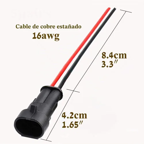 Vista 4 de Conector de 2 pines impermeable, conector eléctrico de automóvil de 2 pines con cable 16AWG marino para automóvil, camión, barco, motocicleta