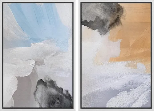 Vista 28 de MUDECOR Lienzo enmarcado para pared, bosque brumoso, reflejos, paisaje tranquilo, ilustraciones modernas, arte decorativo, bohemio, tranquilo/zen