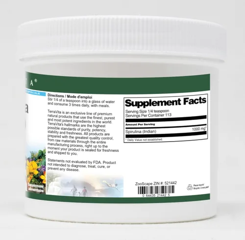 Vista 2 de Terravita Spirulina (India) Polvo (4 oz, ZIN: 521442)