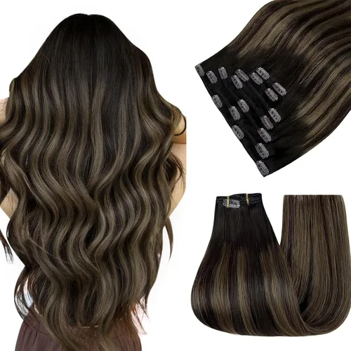 Vista 22 de Easyouth Extensiones de cabello rubio con clip, extensiones de cabello humano con clip, color rubio blanco, 7 unidades de 3.33 oz, extensiones
