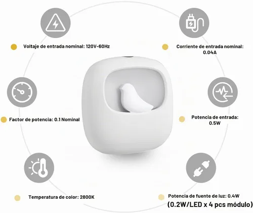 Vista 9 de VAVOFO Luz nocturna LED con sensor automático, paquete de 4, 2900-3200K blanco cálido, bonito diseño de pájaro, lámpara de noche de pared