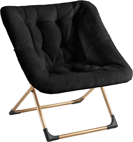 Vista 14 de Youtanic Comfy - Silla tipo platillo de gran tamaño, silla de lectura de piel sintética suave para adultos, marco de metal XL estable y almohadilla