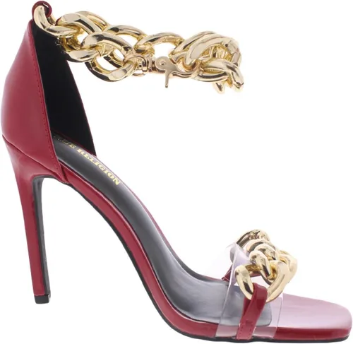 Vista 2 de True Religion Milagros - Sandalias de vestir de piel sintética para mujer, Rojo
