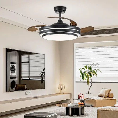 Vista 2 de FIDGRA Ventilador de Techo Fandelier de 42 Pulgadas con Luz, Ventilador de Techo Retráctil con Luces para Dormitorio, Sala de Estar, Comedor