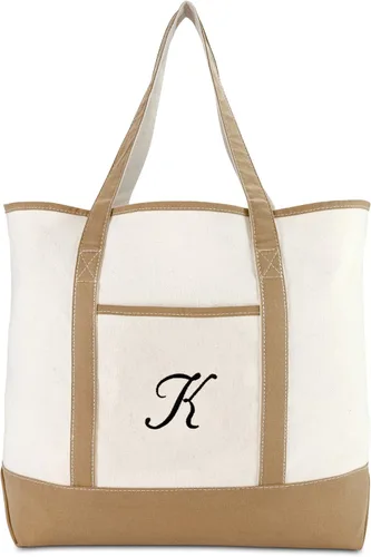 Vista 3 de DALIX Bolso de mano natural para mujer Bolsos de hombro Marrón con monograma Letra A - Z K