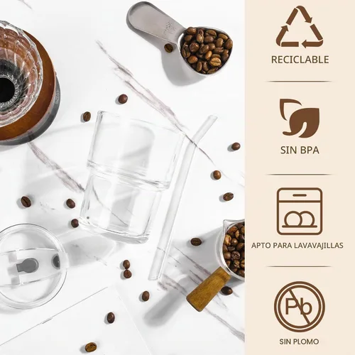 Vista 6 de Vaso de vidrio de 16oz con tapa (transparente, 1 unidad)
