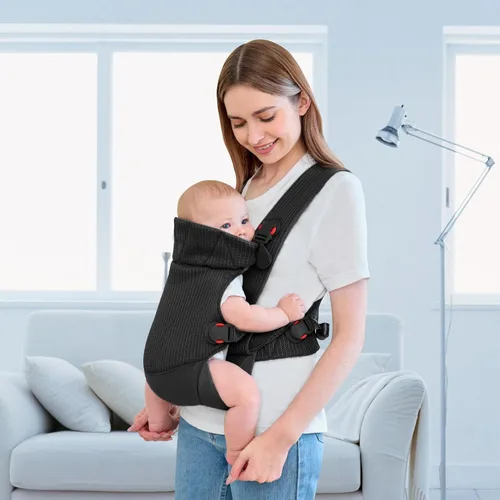 Vista 7 de IULONEE Portabebés Wrap Mochila para bebés recién nacidos a niños pequeños Negro