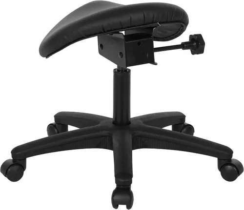 Vista 9 de Silla de dibujo Office Star con asiento sin respaldo y ajuste de ángulo, ajuste neumático de altura de 19 a 24 pulgadas, vinilo negro