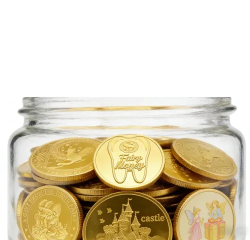 Vista 8 de Monedas de hada de dientes, 10 piezas de recompensa conmemorativa de dientes perdidos, moneda conmemorativa de dientes dentales, moneda de metal