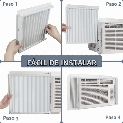 Vista 8 de Flamorrow Paneles laterales de aire acondicionado de ventana con marco, se adapta a aires acondicionados de ventana de 10,000 BTU, kit de relleno