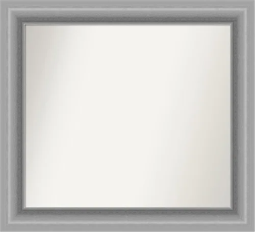 Vista 405 de Amanti Art Espejo de baño plateado para sobre fregadero, 26 x 26 pulgadas, espejo cuadrado de níquel pulido, marco de madera tradicional mediano, se