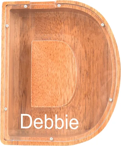 Vista 12 de Alcancías con nombre personalizado para niños, alcancía de letras personalizadas, banco de dinero del alfabeto de madera, regalos para niños