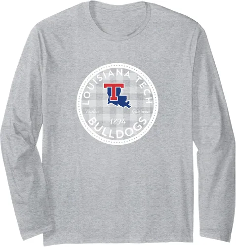 Vista 3 de Louisiana Tech Bulldogs Plaid Badge Long Sleeve T-Shirt Negro