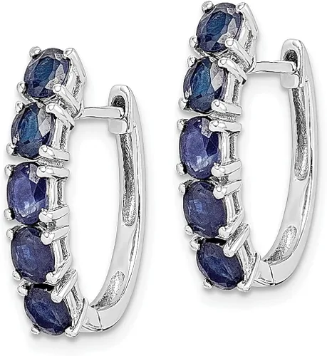 Vista 2 de Juego de aretes de aro de plata de ley 925 con bisagras de zafiro para las orejas joyería fina para mujeres regalos para ella Plata de ley Cristal