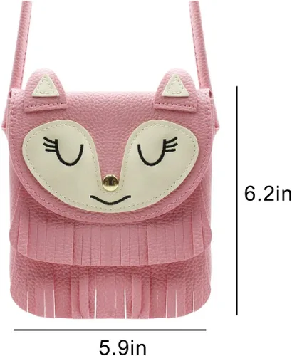 Vista 6 de ZGMYC Bolso de hombro con borla de gato, monedero pequeño, bolso cruzado para niños y niñas