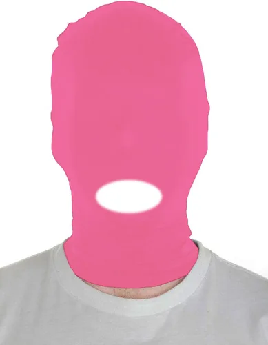Vista 17 de Sheface Máscara con capucha de boca abierta de elastano para hombre y mujer, disfraz de cosplay de Halloween Negro